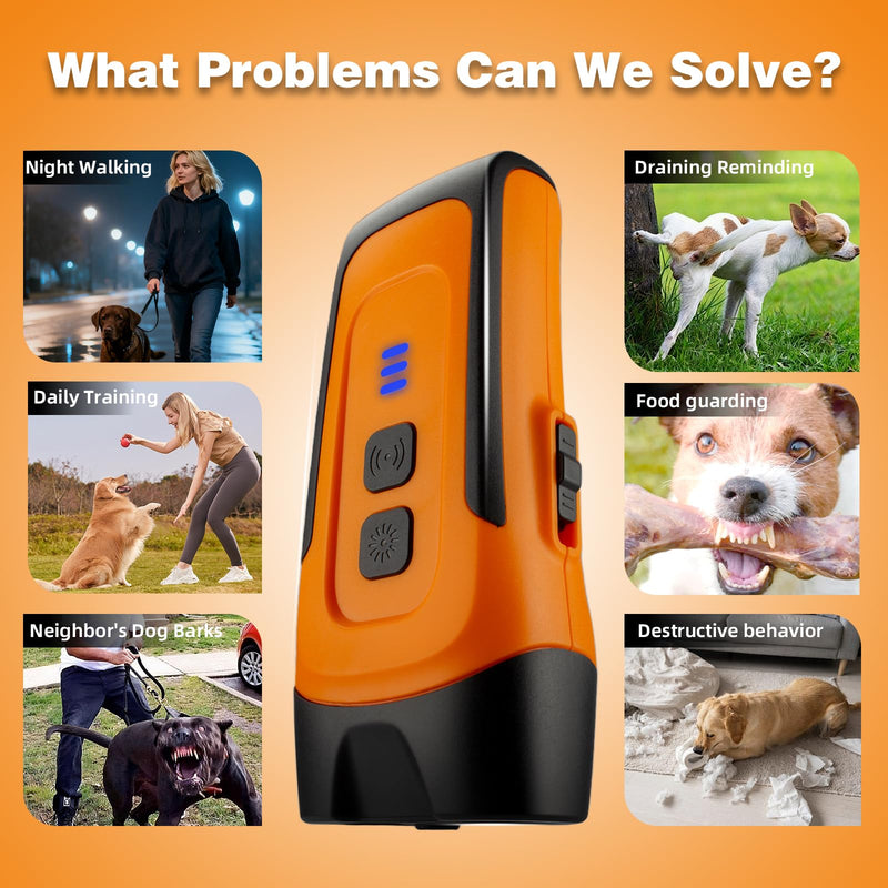 Ultrasonic Dog Bark Deterrent Devices, 50 FT Range Anti Barking Device for Dogs, Indoors Outdoors Effective Stop Barking Own or Neighbors Dog, Safe & Humane Dog Behavior Training Control Device Orange - PawsPlanet Australia