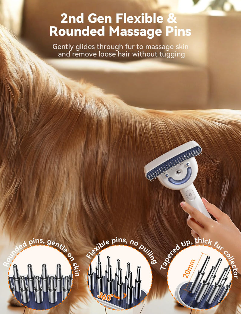 Dog Brushes for Grooming with Steam, FeelNeedy Dual-Sided Dematting & Deshedding, Safe Non-Deforming Steel Pins, Undercoat Rake for Long-Haired Dogs & Cats with Medium-Thick, Tangled, Shedding Coats