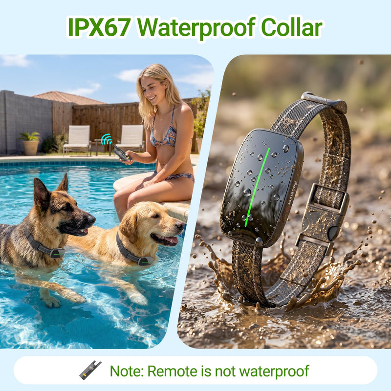 Dog Electric Collar with Remote, IP67 Waterproof Shock Collar for Dogs, 3300FT Range, 4 Training Modes Strong Shock, LED Light, Adjustable Collar Black-520