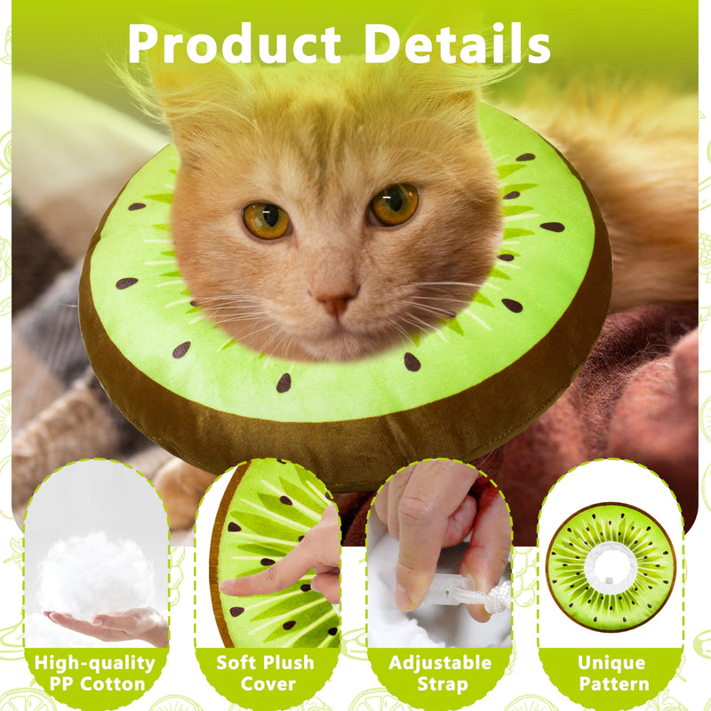Cat Cone Collar Soft, Adjustable Cat Recovery Cone to Stop Licking, Cute Kitten Donut Collar After Surgery, Elizabethan Collars for Kittens, Lightweight Cats Neck Cones (Kiwifruit, Medium) Kiwifruit