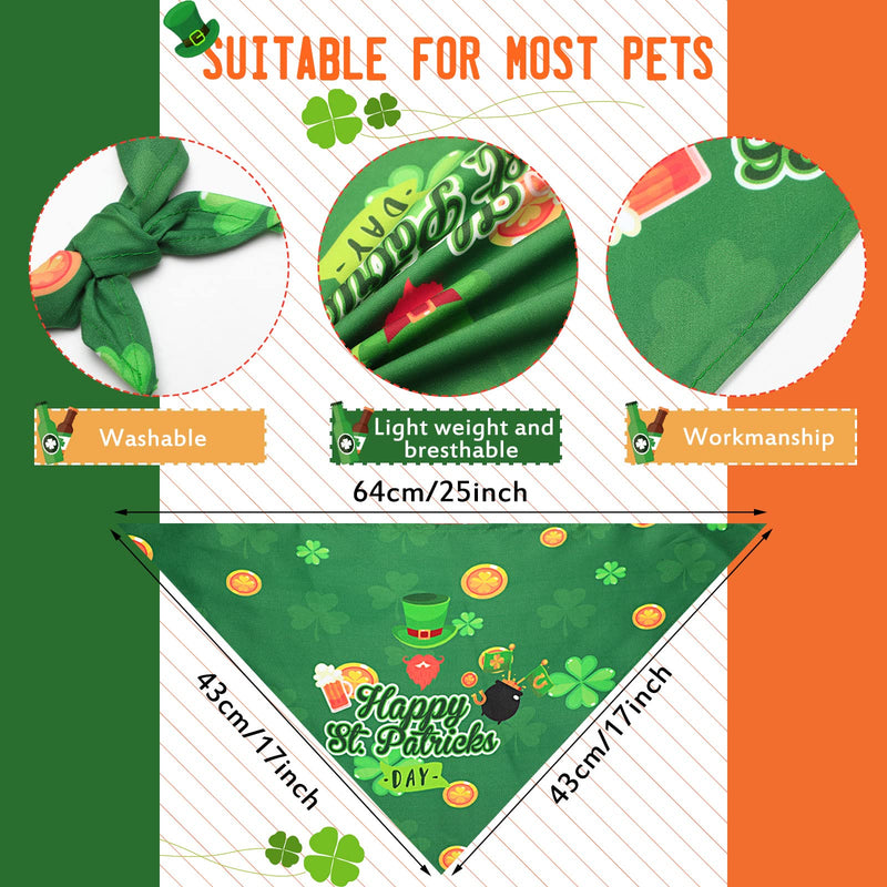20 Pcs St. Patrick's Day Dog Bandana Pet Scarf Washable Triangle Bibs Shamrock Scarfs Adjustable Pet Triangle Washable Kerchief for St. Patrick's Day Dogs Cats (Shamrock, L) - PawsPlanet Australia