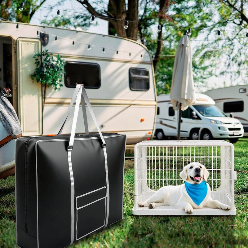 42 - inch Foldable Wire Dog Crate Storage Bag, Silver Outer Trim and Strap, Aesthetic and Practical, 44.1×6.3×31.9 inches Black 42.0"Lx 6.3"W x 30.0"H - PawsPlanet Australia