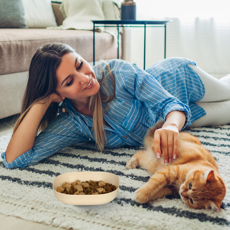 Cat Food Bowl Set, 6 inch Wide Shallow Cat Bowl for Relief Whisker Fatigue,Small Flat Cat Dish, Shallow Pet Feeding Dish or Plate for Cats and Small Dogs (4Pcs) 4 Pcs Cat Bowl - PawsPlanet Australia