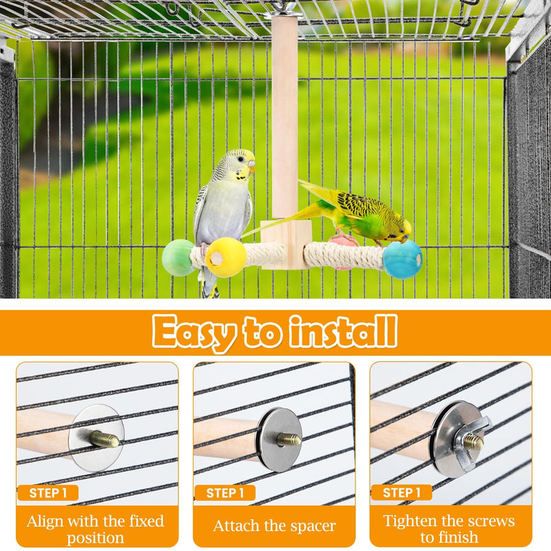 Rotating Bird Perches Toy, Interactive Spinning Parrot Parakeet Toys, Wooden Exercise Stand Bird Cage Accessories for Budgies,Cockatiels,Small Birds Rotating Bird Swing Toys - PawsPlanet Australia