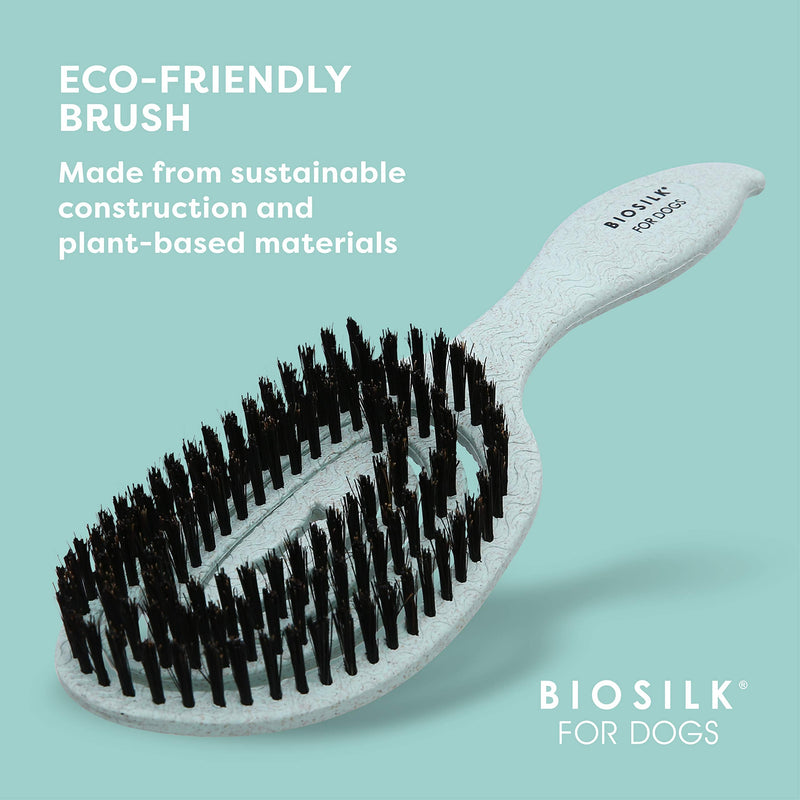 BioSilk for Dogs Eco-Friendly Boar Hair Bristle Brush in Mint Green | Easy to Hold Ergonomic Handle Dog Brush for Shedding | Best Pet Brush for Dog Grooming Blue 1 Count - PawsPlanet Australia