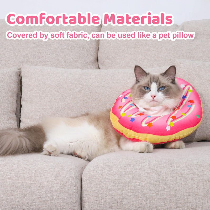 Cat Cone Collar Soft, Cute Cat Donut Collar Adjustable Cat Recovery Collar Comfortable Elizabethan Cones to Stop Licking Anti-Bite Neck Cone for Cats Kittens Small Dogs After Surgery S Pink - PawsPlanet Australia