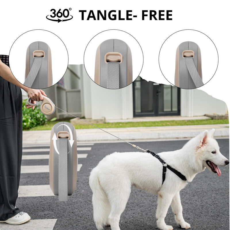 Retractable Dog Leash with Anti-Slip Handle, 360° Tangle-Free Leash, Reflective Dog Leash,16 ft Heavy Duty Dog Leash for Small, Medium, Large Dog, One-Handed Lock, Pause, Block (Orange) Orange - PawsPlanet Australia