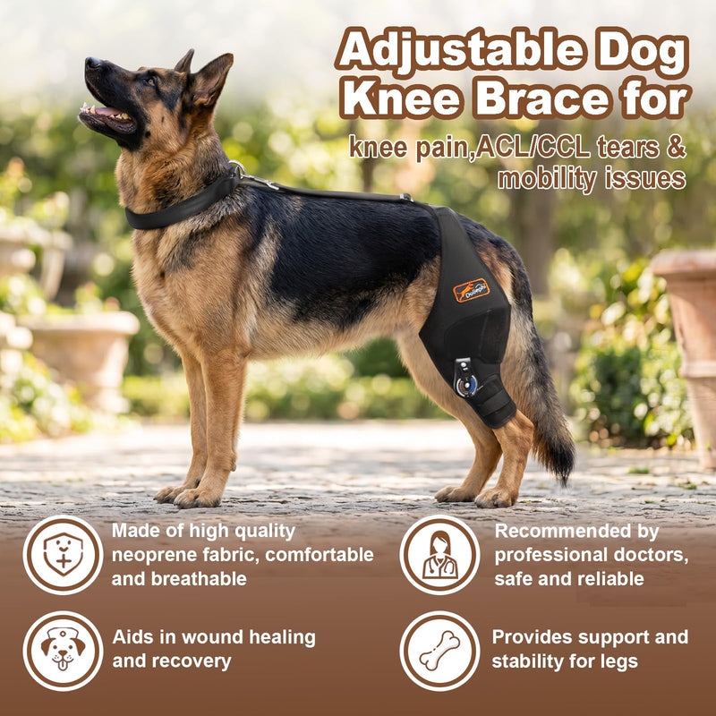 Dog Knee Brace for Torn ACL/CCL, Adjustable Hind Leg Support for Arthritis, Luxating Patella & Post-Surgery Recovery（Left Leg,XL Left Leg XL