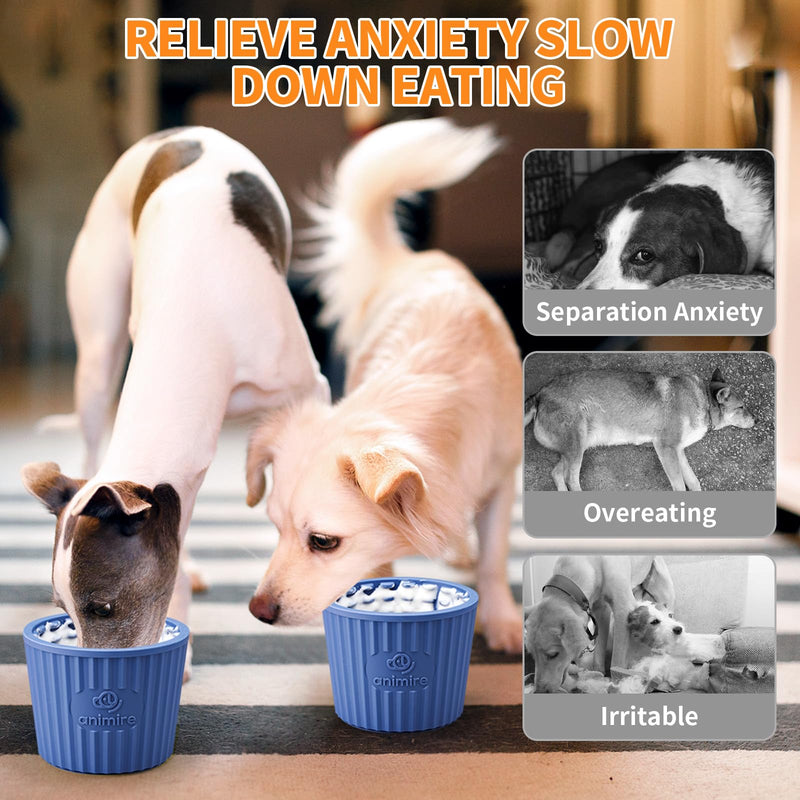Dog Lick Bowl, Anxiety Relief Dog Licking Mat Freezer Treat Dispenser, Non-Slip Anti-Choking Silicone Slow Feeder Lick Bowl for Small Medium & Large Breed Dogs, BPA Free(Deep Blue,M-L) M-L Deep Blue - PawsPlanet Australia