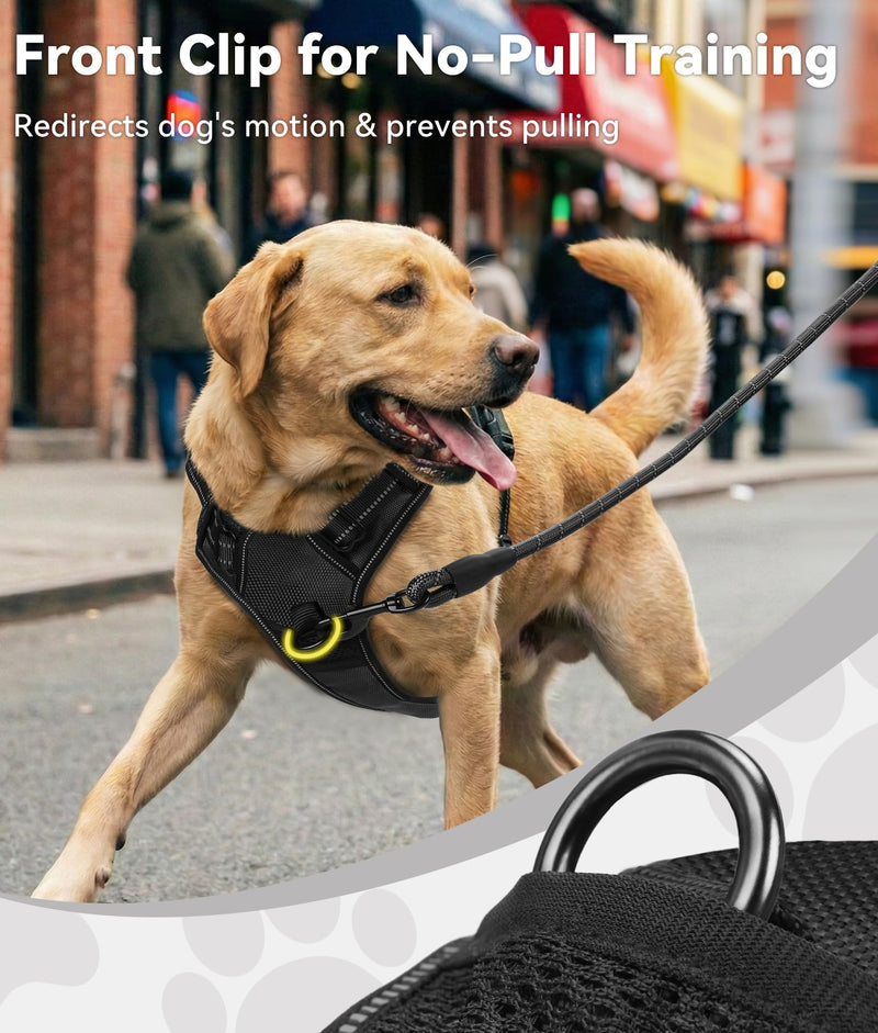 Joytale No Pull Dog Harness Medium Sized Dog, Reflective Pet Vest with Front Clip, Adjustable Soft Padded Harnesses with Easy Control Handle for Training and Walking, Black, M - PawsPlanet Australia