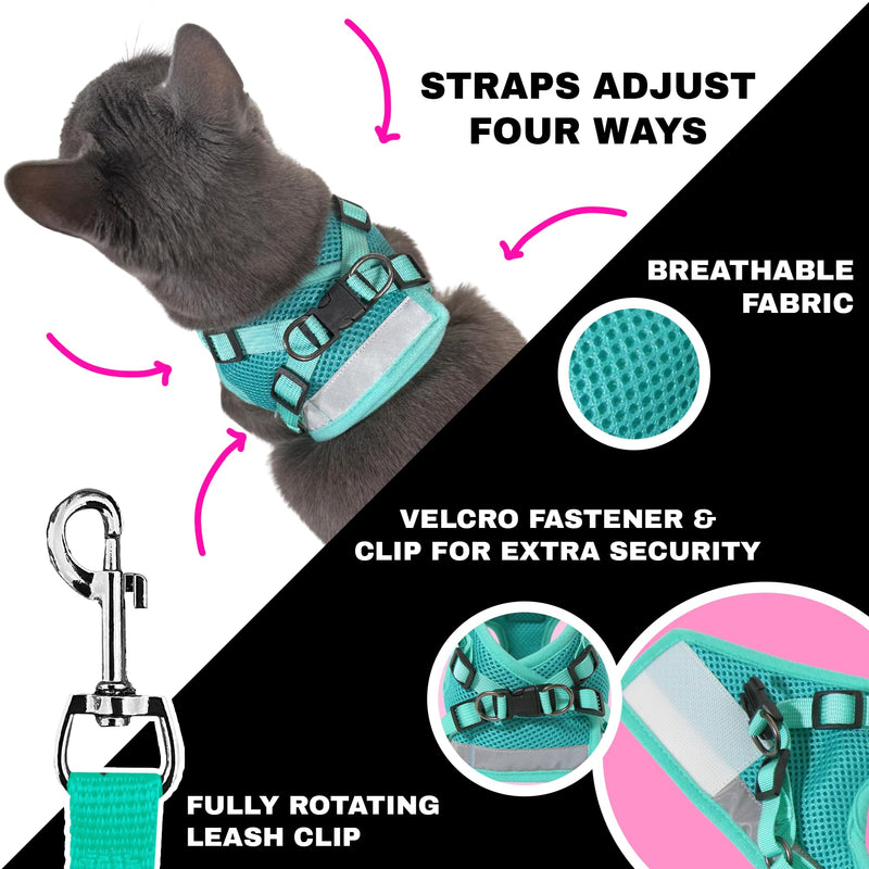 Travel Cat x Jackson Galaxy Harness and Leash Set - Adjustable Fit Mesh Cat Harness with Nylon Leash - Comfort, Escape Proof Harness for Cats, Kitten for Outdoor Walking, Hiking (Kittens Only) Extra Small