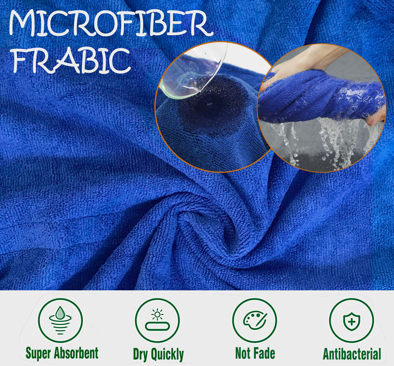 Dog Drying Coat - Fast Drying Dog Towel Robe - Microfiber Super Absorbent Pet Bathrobe, Adjustable Collar & Belly Strap Fast Drying Coat Pet Dog Cat Bath Robe Towel XX-Large Blue - PawsPlanet Australia