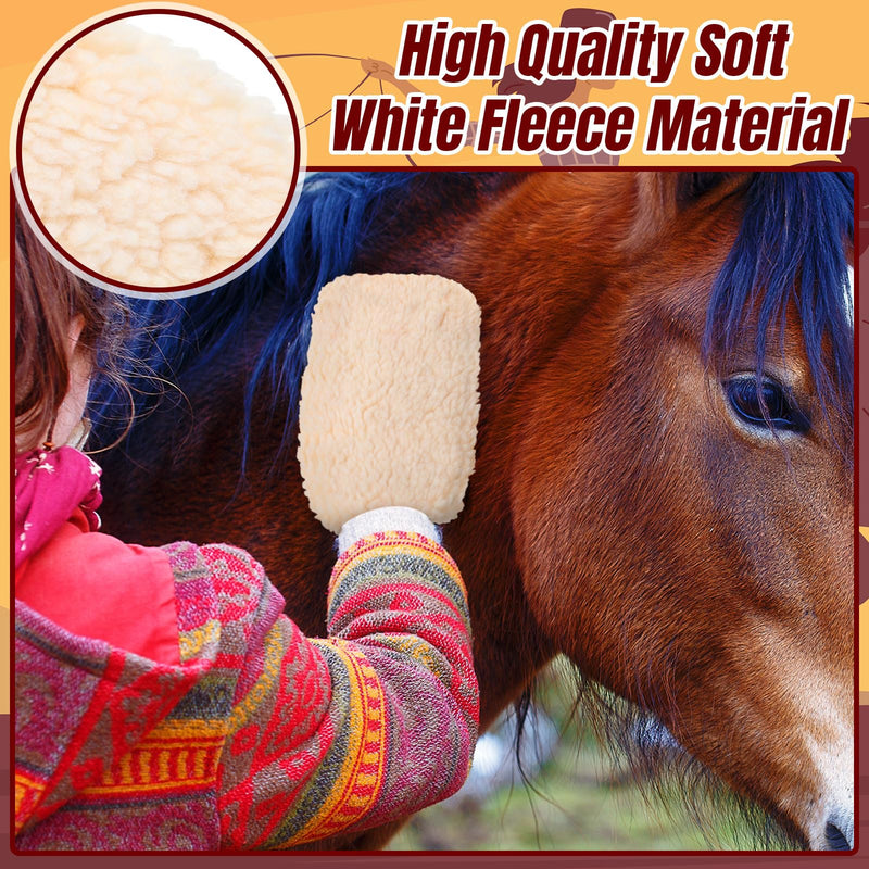 Fleece Applicator Wipe Mitt for Horses Grooming Mitts for Tack Cleaning Glove Soft White Mitts for Horse Bathing, Spreading Hair Treatments, Leather Care or Sensitive Horses and Dogs - PawsPlanet Australia