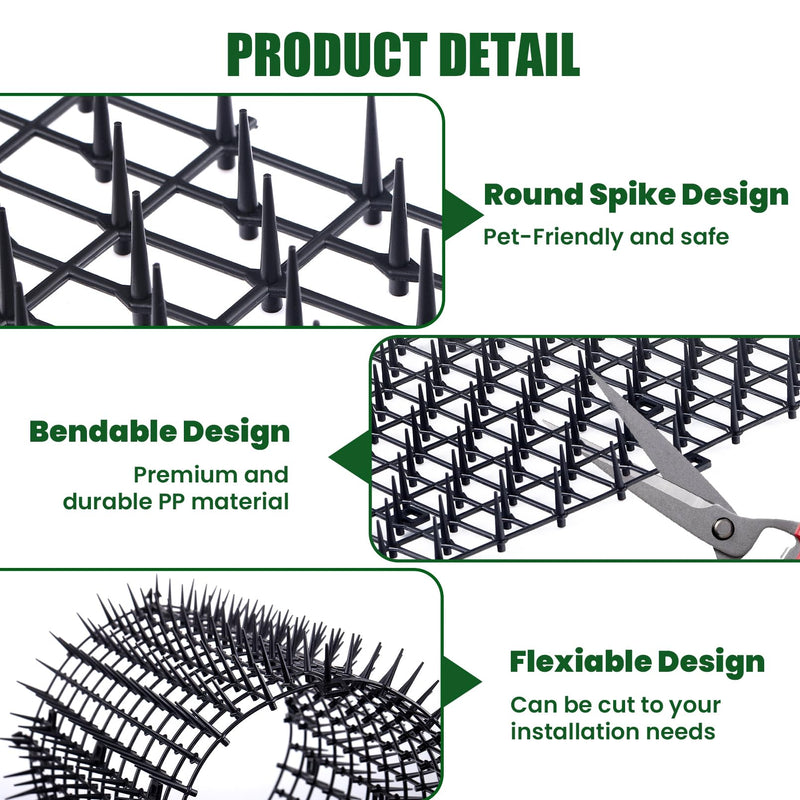 Cat Scat Mat with Spikes 6.5FT Cat Deterrent Mats Plastic Scat Mat for Dogs and Cats Spike Deterrent 6.5ft Black - PawsPlanet Australia