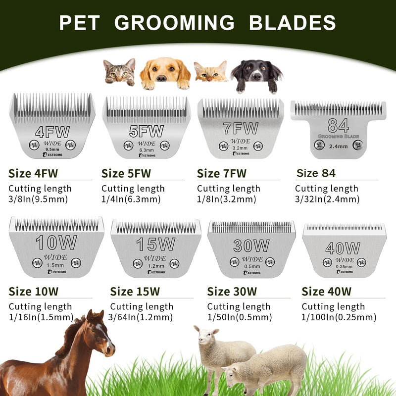 BESTBOMG Size 4FW Wide Detachable Pet Dog Grooming Blades-Cutting Length 3/8"?9.5mm?,Compatible with Andis,Oster A5,Wahl km10 Clippers 4FW-3/8”(1 PCS?