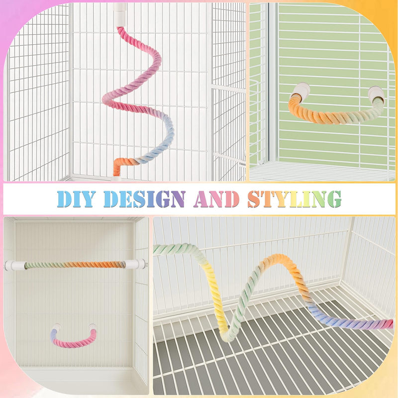 4Pcs Rope Perches for Bird Cages, Bendable Climbing Rope Cage Accessory Toy, Perfect for Parrots Cockatiels & Budgies, BirdToys, Swings & Ladders for Medium Birds Gradient 4PCS - PawsPlanet Australia