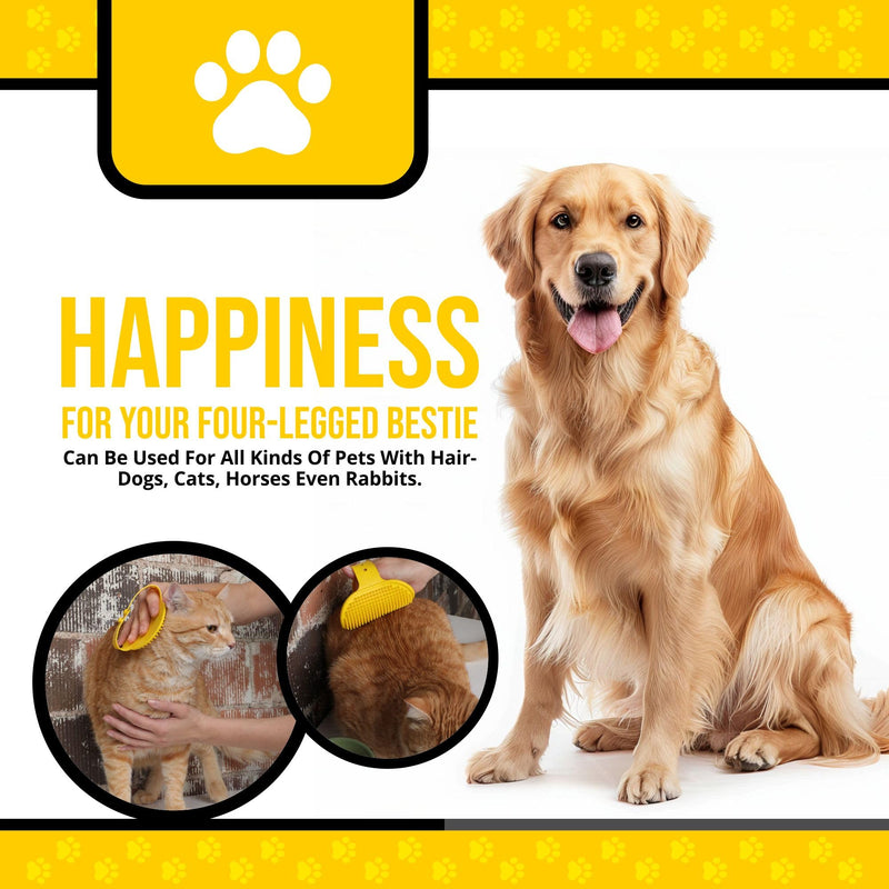 Silicone Dog Bath Brush – Soft Pet Scrubber for Bathing & Grooming – Shampoo Brush for Dogs, Cats & Puppies – Adjustable Strap – Choose from 5 Colors (Yellow) Yellow - PawsPlanet Australia