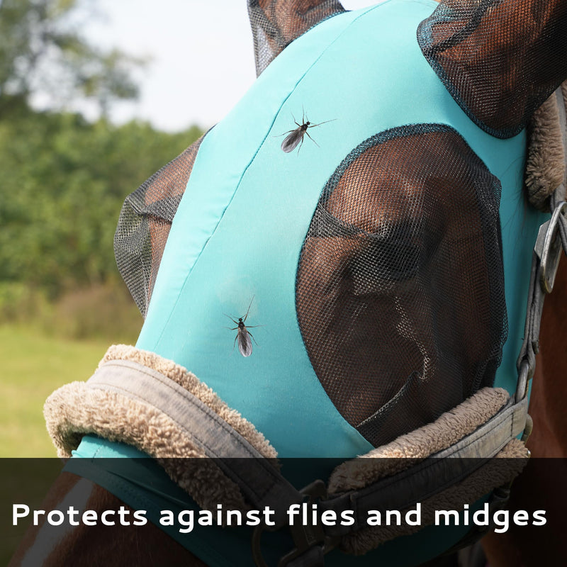 Horse Fly Mask with Ears - UV Protection, Breathable Fabric, Soft Edging for Comfort, Adjustable Fit for Horses & Ponies - Stops Flies, Bugs & Sun Bleaching, Size M