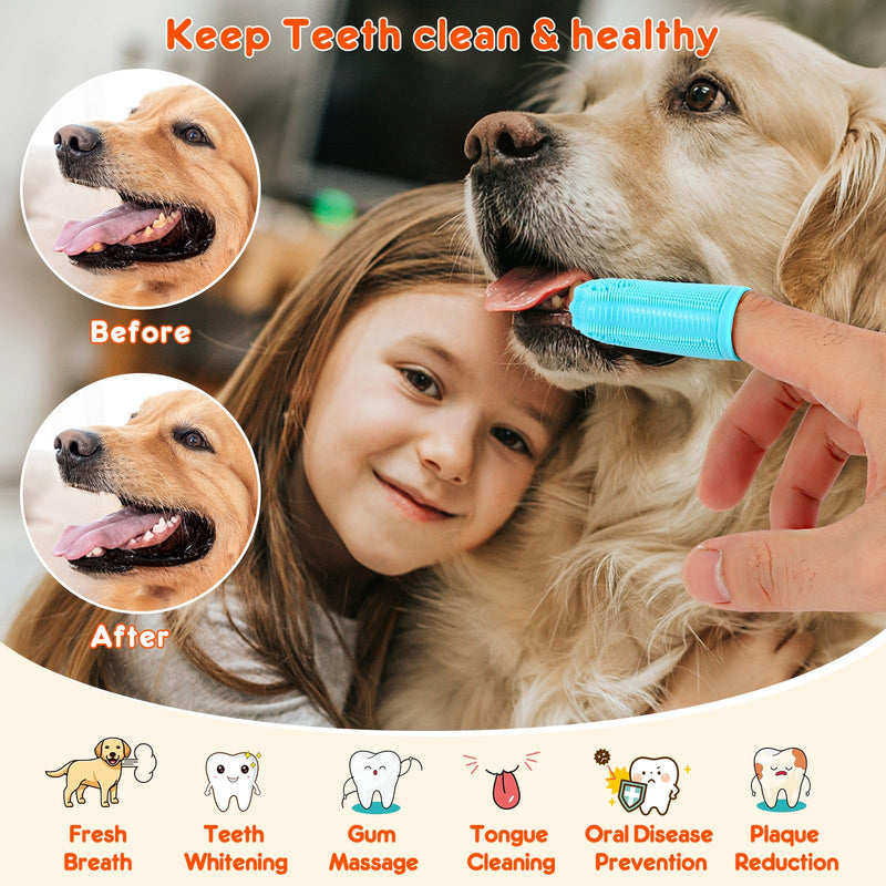 Dog Finger Toothbrush, 4-Pack Finger Toothbrush for Dogs, Upgraded Pet Tooth Brushing Kit, A Fun Dog Teeth Cleaning Tool That Also Doubles as A Gum Massage, Suitable for Medium and Large Dogs. - PawsPlanet Australia