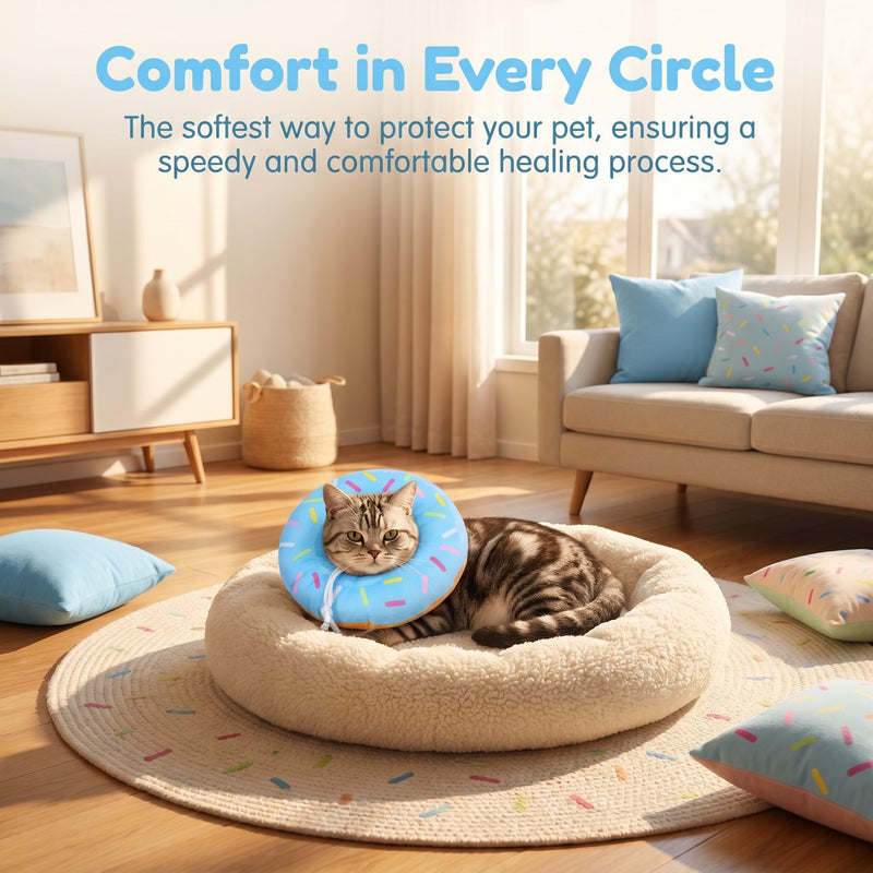 Supvox Blue Soft Protective Collar for Cats and Dogs, Adjustable Anti-Lick Neck Ring for Small Pets, Wound Healing and Recovery