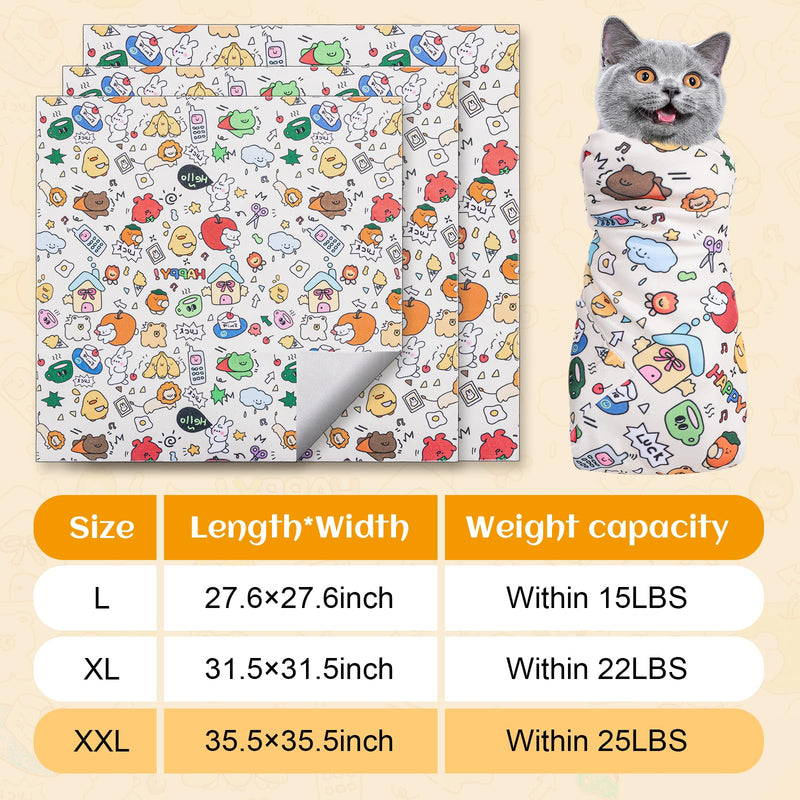 35.5 in Extra Large Cat Wrap for Cutting Nails, Self-Adhesive Cat Grooming Wrap Anti-Escape Cat Restraint for Nail Clipping Cat Swaddle Wrap Cat Wrapping Cloth for Pet Cleaning and Beauty White 35.5 inch