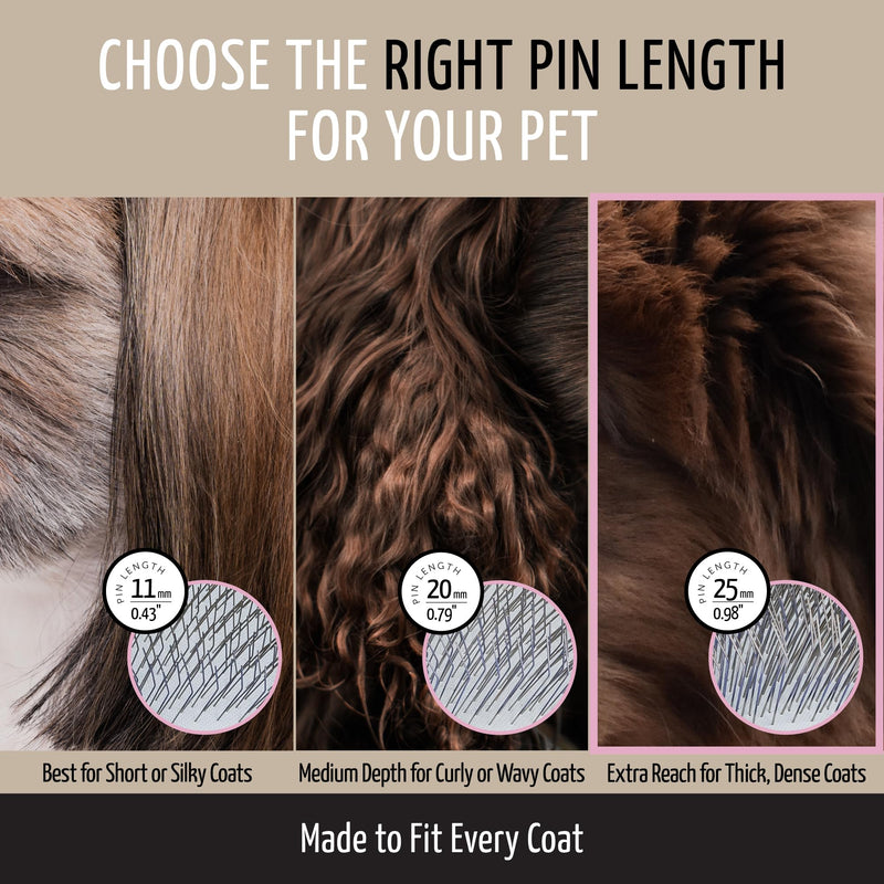 Tauro Pro Line Slicker Dog Brush for Shedding - Detangler for Dense & Long Hair - Dematting Pet Slicker Brush for Dogs & Cat, Doodle Grooming, Non-Slip Grip, Soft Pin (Size S - Pink) Soft Pins: 0.98 in (S) - PawsPlanet Australia