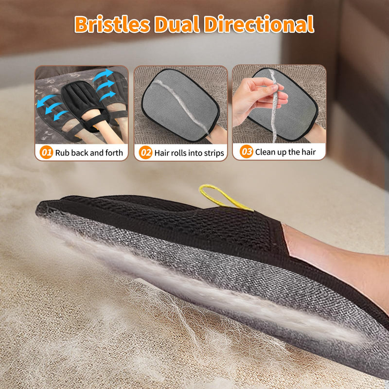 Pet Hair Removal Glove for Cats & Dogs, Upgraded Five-Finger Electrostatic Pet Hair Gloves, Reusable Magic Brush Pet Hair Remover Tool for Laundry, Couch, Carpet, Car Seat Black - PawsPlanet Australia