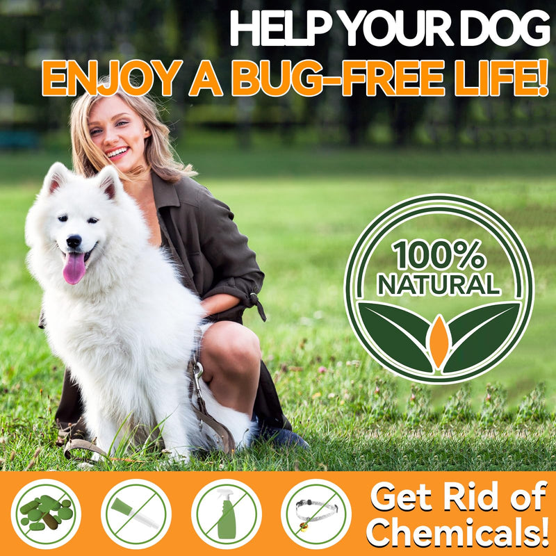 Dual Flavor Flea Chews Bundle - 200 Each - Natural Flea & Tick Prevention for Dogs - Oral Flea Support for All Breeds - Chicken & Duck Flavor Combo