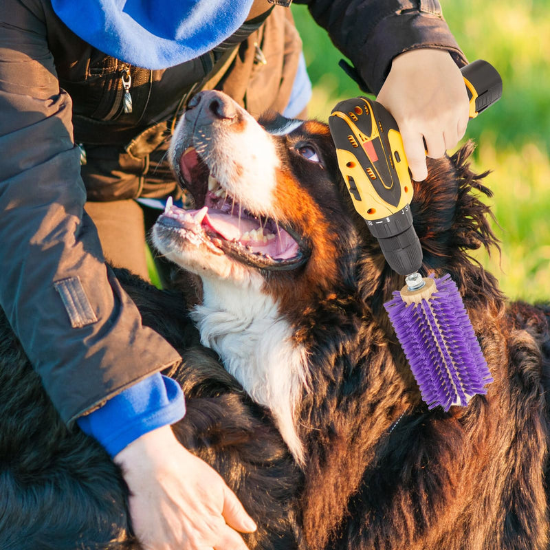 2 Pcs 5.35 inches Livestock Mini Drill Scratch Brush Purple Brush Grooming Kit Suitable for Cattle, Cows, Horses, Sheep and Pigs 5.35 Inch - PawsPlanet Australia