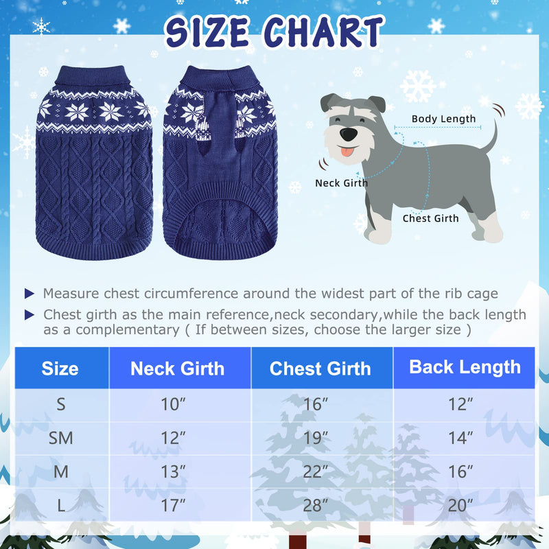 SCIROKKO Warm Winter Dog Sweater - Cold Weather Pet Clothes for Small Medium Large Dogs Indoor Outdoor, Soft Classic Knit Puppy Apparel L Blue - PawsPlanet Australia