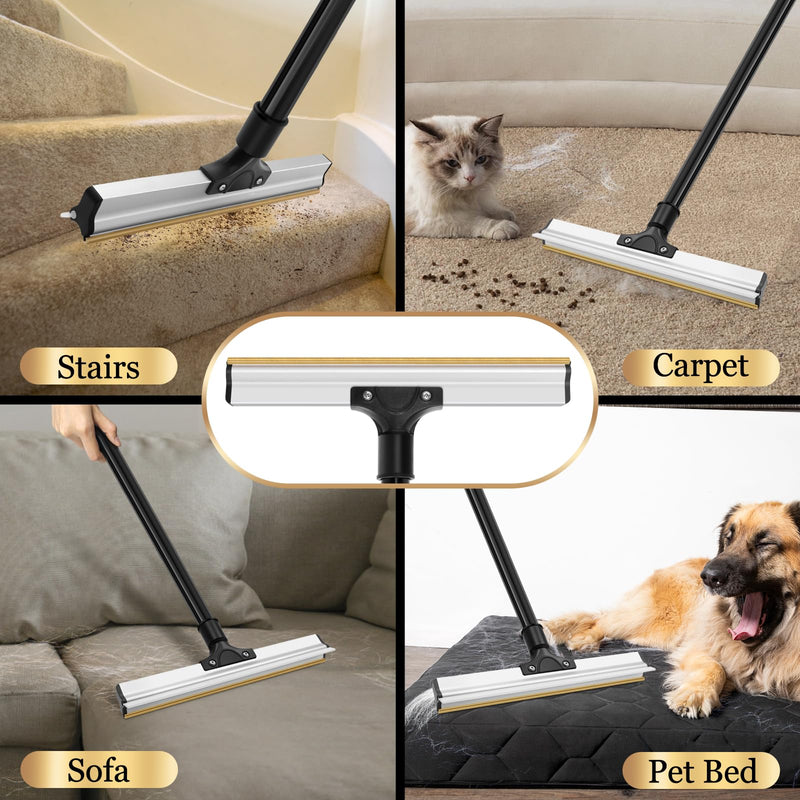 TRELC 47.6” Carpet Rake for Pet Hair Removal, Upgraded 2 in 1 Pet Hair Removal Broom, Pet Hair Remover Tool with Aluminum Alloy Handle for Carpets, Rugs, Couch, Tile - PawsPlanet Australia