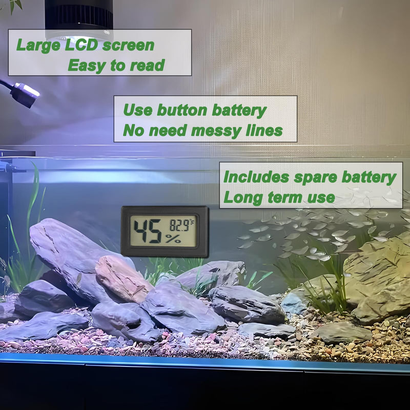 Reptile Thermometer and Humidity Gauge Digtal Terrarium Thermometer Rectangle Bearded Dragon Cage Accessories Reptile Temp and Humidity Gauge for Leopard Gecko Hermit Crab Gecko Lizard Etc 2pc - PawsPlanet Australia