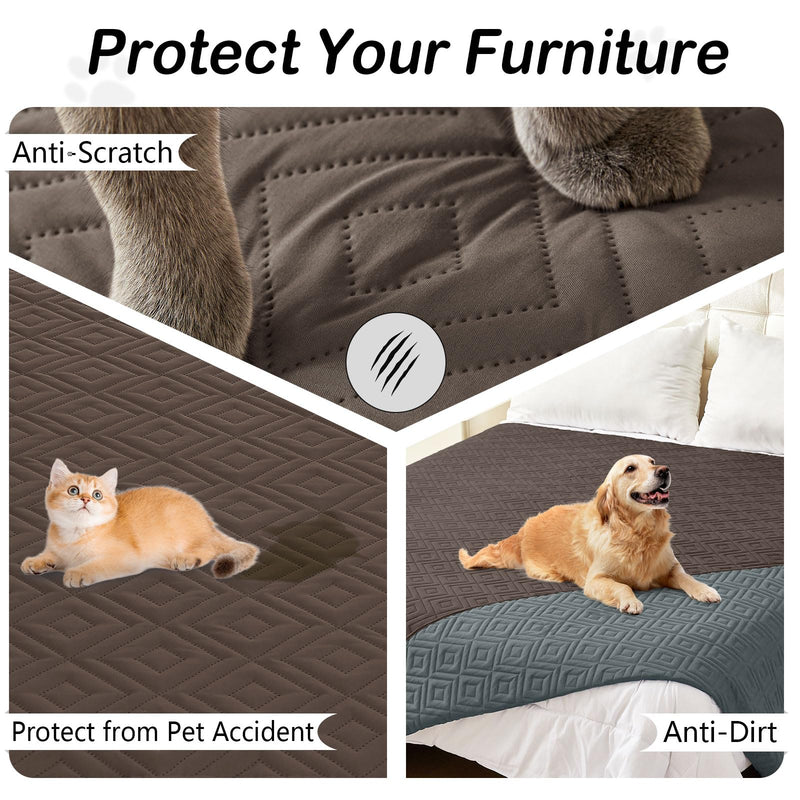 hyha Waterproof Dog Bed Blanket, Soft Pet Blankets 30x70 Inch and 82x102 Inch in Chocolate/Dark Grey, 2 Item Bundle - PawsPlanet Australia