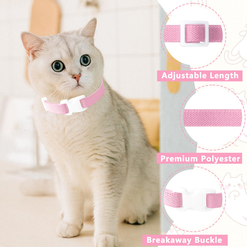 Elastic Cat Collar, Stretch Cat Collar Quick Release, Bright Colors Safety Kitten Collar Adjustable Collar for Kittens, Lightweight Soft Polyester Collars for Boy Girl Cats (Pink,S) Small Pink - PawsPlanet Australia