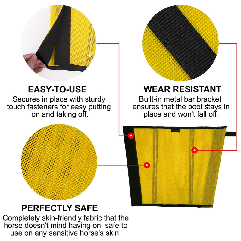 Horse Fly Boots, Breathable Mesh Protection Set of 4, Comfortable Pony Leggings, Breathable Mesh Design, Equines Supplies for Reduce Stomping, Hoof Damage & Leg Fatigue (Yellow, Medium) Yellow Medium (For 13.5-14.5 hands small horse) - PawsPlanet Australia