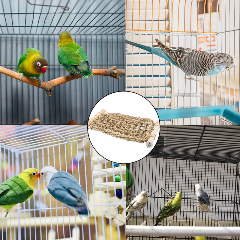 FlidRunest Conure Ladder Perch for Cage, Bird Seagrass Ladder Bridge Exercise Stands, Natural Hand-Woven Parrot Net Climbing Chewing Hammock, Cage Accessories for Lovebird Conure Budgie Parakeet - PawsPlanet Australia