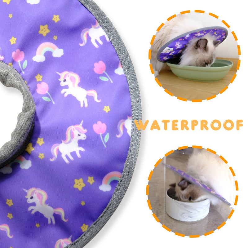 Cat Recovery Collar, Adjustable Waterproof Elizabethan E-Collar for Cats, Kittens, Small Dogs, Stop Licking Scratching After Surgery, Circular Lightweight Cute Drawstring for Easy Eating and Drinking M - PawsPlanet Australia
