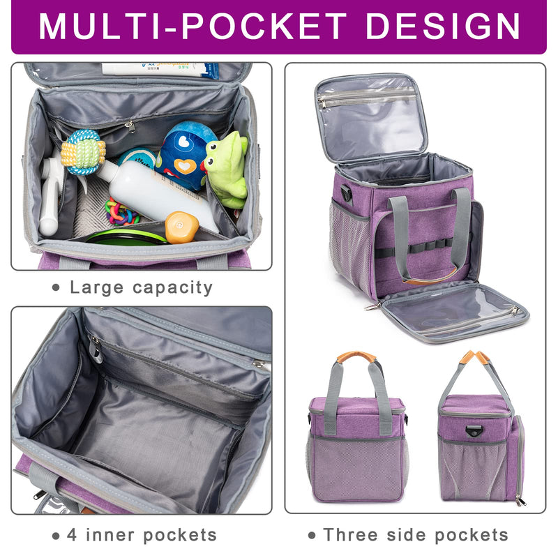 Pet Grooming Bag, Dog Grooming Supplies Organizer Tote Bag, Perfect for Pet Grooming Tool Kit Accessories-Purple Purple - PawsPlanet Australia