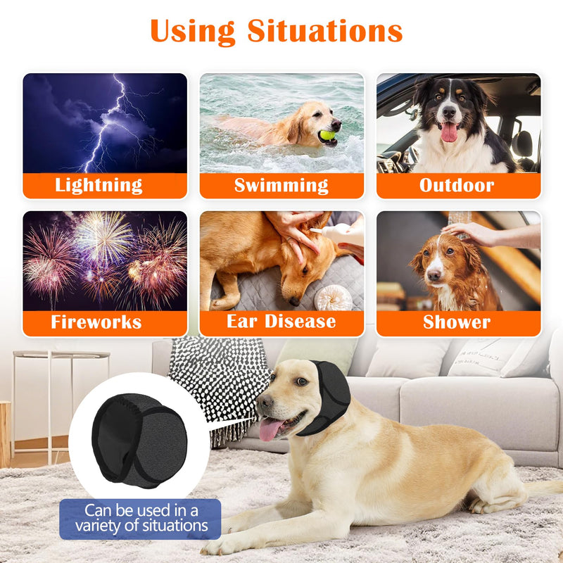 Dog Ear Cover for Bath and Swimming, Dog Ear Muff for Noise Protection, Waterproof Dogs Ear Wrap Shower Swim Cap, Breathable & Adjustable Quiet Ear for Dogs Anxiety Relief Calming Hood (Grey, L) Grey