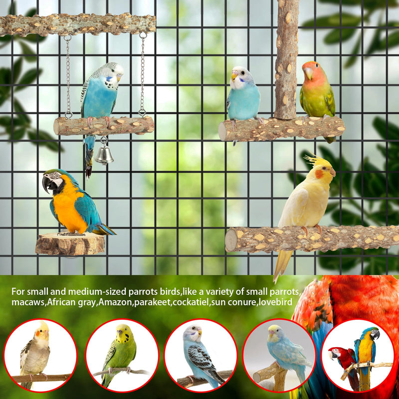 Bird Perches,4pcs Natural Wood Birds Stand Branch, Bird Perch Chewing Stick Cage Accessories Parrot Climbing Standing Branches Paw Grinding Fork Sets for Parakeet Lovebirds Cockatiels Conure Budgies - PawsPlanet Australia