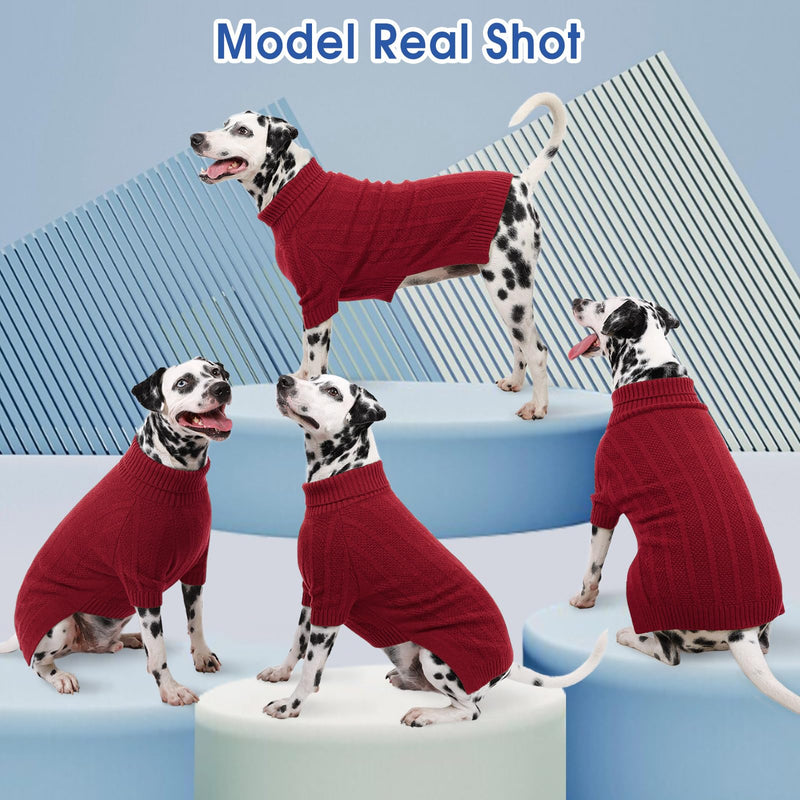 Queenmore Small Dog Sweaters for Small Dogs Girls Boys,Xmas Sweater Small Dog,Turtleneck Knitted Sweater for Dog Cat,Cold Weather Pullover for Doggie Male Female,Soft Dog Sweater Pet Apparel(Red,S) Red