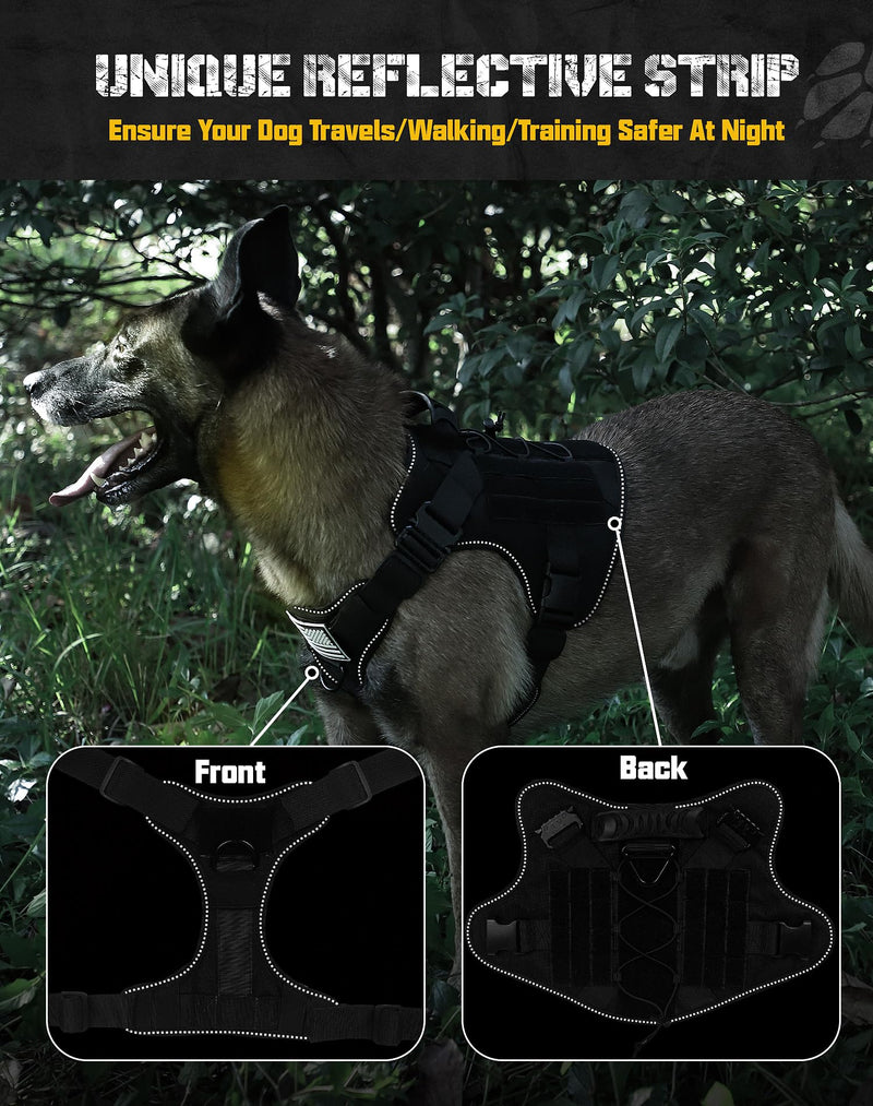 Tactical Dog Harness for Large Dogs Heavy Duty with Handle No-Pull Service Vest Breed Adjustable Military Walking Training Hunting Brown L - PawsPlanet Australia