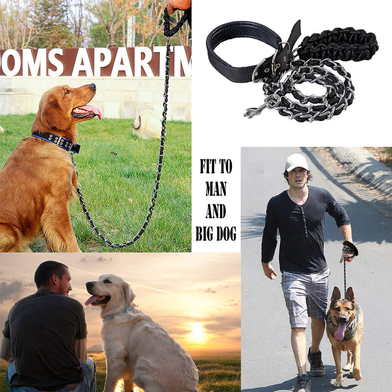 Dog Leash Metal Leashes Chain Rope with Pet Collar Training Walking Leads Heavy Duty Anti Bite 360 Hook for Medium and Large Dogs (X-Large) X-Large - PawsPlanet Australia