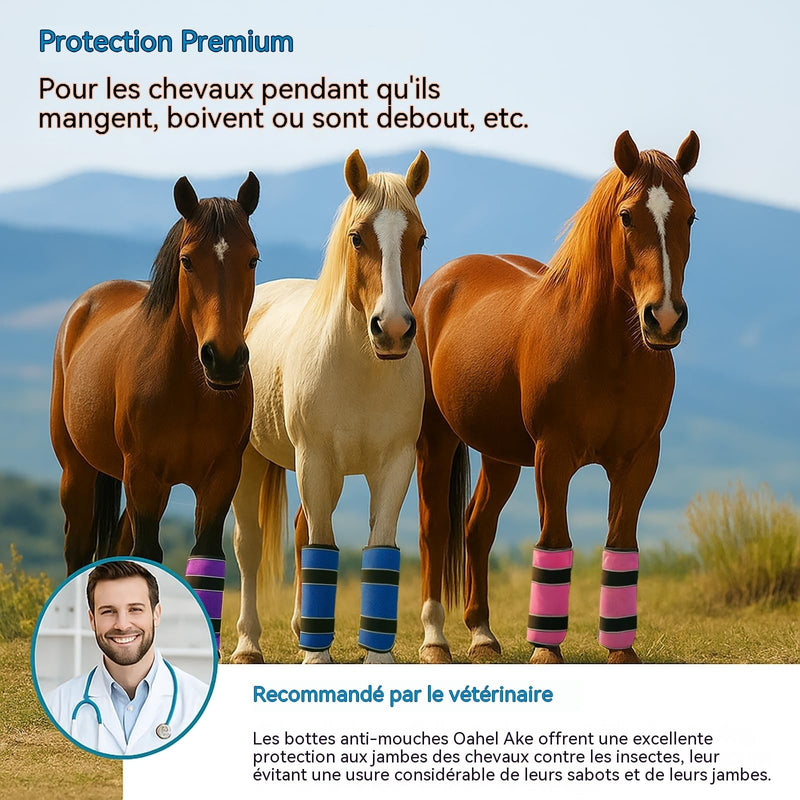 2-Pack Fly Boots for Horses (Horse Fly Leggings) | Breathable Mesh, No-Rub Loose-Fit with Reflective Strips, to Prevent Painful Fly Bites blue