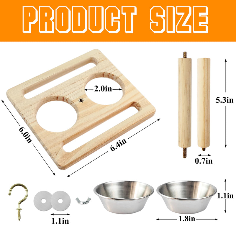 Bird Perch with Stainless Steel Feeding Bowl Cups,Parrot Wood Perch Stand Toy,Bird Cage Accessory,Parakeet Supplies for Parakeet Lovebird Cockatiel Conure Budgie Small Parrots(Small Size) - PawsPlanet Australia