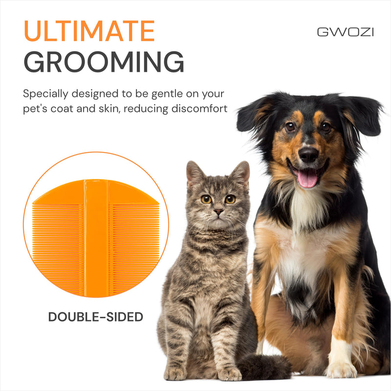 Flea Comb for Cats & Dogs - Double Sided Dandruff Comb - Fine Tooth Comb - Plastic Dog/Cat Flea Comb for Grooming - Flea Brush for Dogs and Cats, Puppy, Kitten, 3 Pcs - PawsPlanet Australia