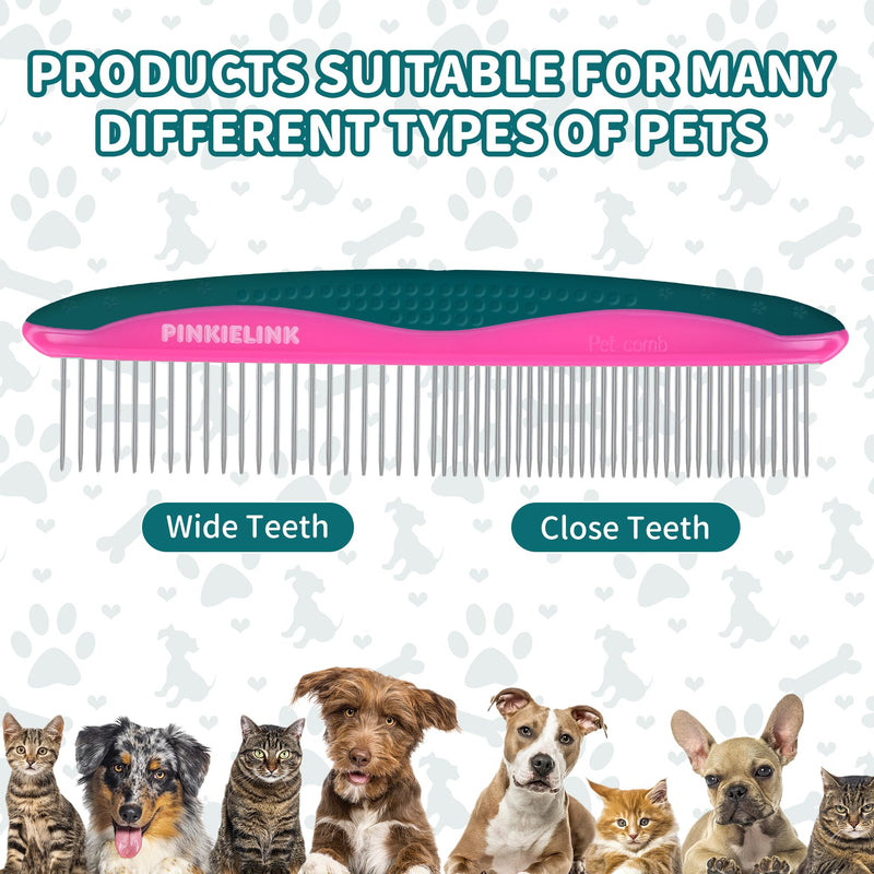 Pet Grooming Scissors Kit, Dog Grooming Shears with Stainless Steel Rounded Tip Blades for Safe Fur Trimming for Dog, Cat, Includes Pet Comb (Set of 3) Green 3 in 1 - PawsPlanet Australia
