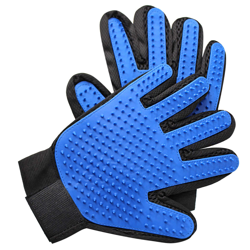 Pet Grooming Gloves for Dogs & Cats – 255 Silicone Bristles for Deep & Gentle Deshedding – Machine Washable w/Velcro Straps – One-Size Pair of Pet Hair Removal Glove for Long & Short Hair