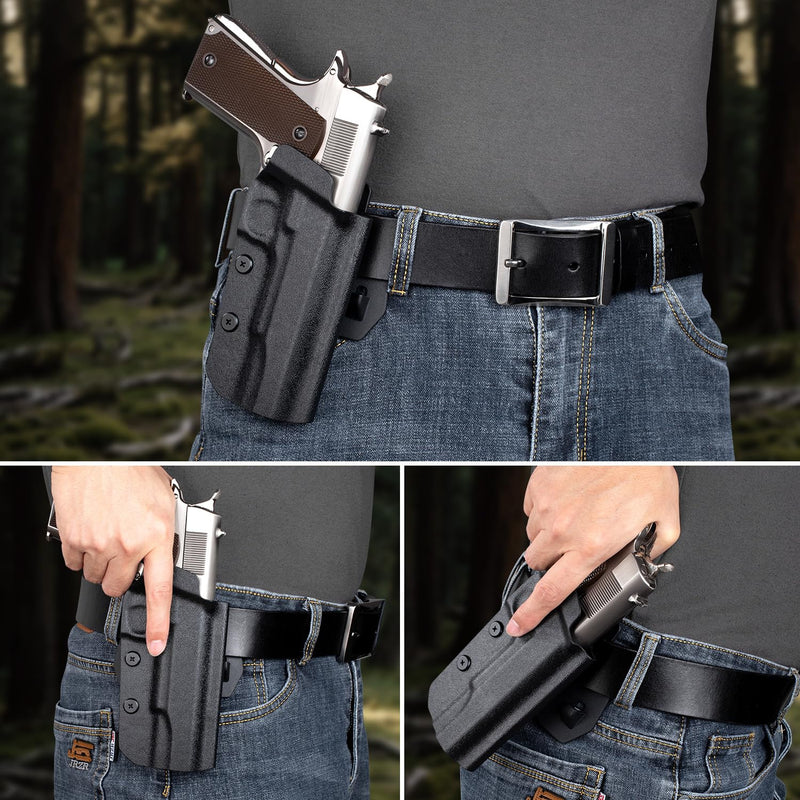 WARRIORLAND OWB Kydex Holster with Optic Cut, Select Fit for Glock 17/19/19X/ 43/43X MOS, No Rail 1911, Hellcat/Hellcat Pro, Taurus G2C/G3C, Shield Plus/EZ, P320/P365/P226 &More, 1.75" Paddle Holster No-Railed 1911 5" (Colt/Kimber/RIA/Ruger/Tisas...)