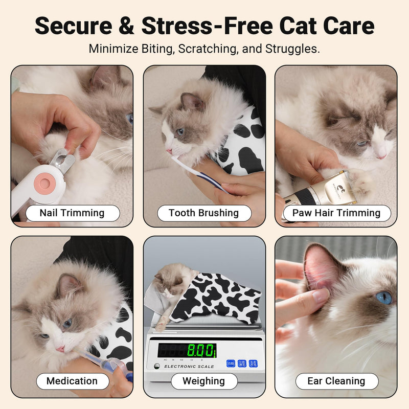 Purrfect Peace Cat Swaddle Wrap – 19.7" Professional Calming Restraint Bag for Grooming, Nail Trimming & Medicine - Adjustable Cat Restraint for Grooming, Nail Clipping & Vet Visits - PawsPlanet Australia